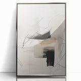 Framed abstract minimalist wall art design showcasing a silver acrylic front, perfect for modern decor. Ideal for enhancing contemporary living spaces.
