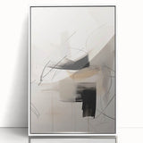 Framed acrylic wall art showcasing an abstract minimalist design in soft hues of white and beige, perfect for modern home decor. Ideal for adding elegance to any space.