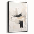 Framed minimalist wall art collection featuring abstract black designs on canvas, showcased in a stylish side view against a neutral backdrop, perfect for modern decor.