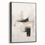 Framed minimalist wall art collection featuring abstract black designs on canvas, showcased in a stylish side view against a neutral backdrop, perfect for modern decor.
