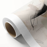 Abstract minimalist wall art design in muted tones, featuring geometric shapes and lines, printed on high-quality rolled canvas, ideal for modern decor.