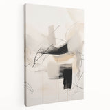 Abstract minimalist wall art featuring a geometric design in soft pastel colors, printed on stretched canvas with a side view showcasing the depth and texture of the artwork. Ideal for modern home decor, this piece adds a contemporary touch to any living space.