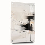 Abstract minimalist wall art collection displayed in acrylic glass, showcasing a side view with visible mounting pins, perfect for modern decor enthusiasts.