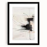 Abstract minimalist wall art collection featuring a sleek black frame and mat, showcasing a modern design. Ideal for contemporary decor and artistic expression in living spaces.