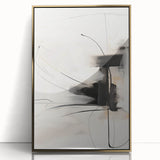 Framed abstract minimalist wall art in gold acrylic, showcasing a modern design with clean lines and geometric shapes, ideal for contemporary home decor.