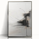 Framed abstract minimalist wall art design featuring a silver acrylic front, showcasing sleek lines and modern aesthetics, perfect for contemporary home decor.