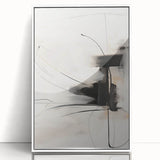 Framed abstract minimalist wall art design showcasing a modern white acrylic front, perfect for contemporary home decor. Ideal for enhancing living room aesthetics.