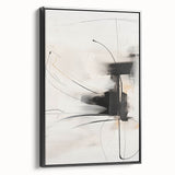 Framed abstract minimalist wall art in a sleek black frame, showcasing a contemporary design with soft color tones, perfect for modern home décor.