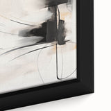 Close-up of a framed abstract minimalist wall art piece showcasing geometric shapes in soft pastel colors, adding a modern touch to interior decor.