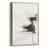 Framed abstract minimalist wall art design featuring gold accents, elegantly displayed from the side, perfect for modern home decor and interior styling.