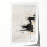 Abstract minimalist design wall art print featuring soft pastel colors and geometric shapes, elegantly rolled and ready for display in a modern home decor setting.