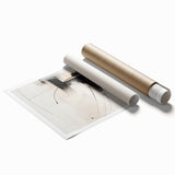 Abstract minimalist wall art print featuring soft pastel colors and geometric shapes, elegantly rolled and ready for display, ideal for modern home decor.