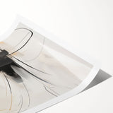 Abstract minimalist wall art print showcasing fluid shapes in soft pastel colors, rolled for shipping in a protective tube, ideal for modern decor.