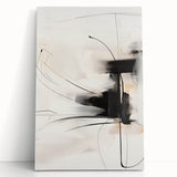 Abstract minimalist wall art collection displayed on stretched canvas, featuring soft pastel colors and geometric designs, leaning against a light wall for an elegant, modern aesthetic. Perfect for enhancing contemporary interior decor.