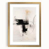 Abstract minimalist wall art design framed in gold, showcasing a geometric pattern with soft tones. Perfect addition to modern home decor or office space.