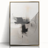 Framed abstract minimalist wall art with a gold acrylic finish, showcasing geometric shapes and soft colors, perfect for modern home decor and interior styling.