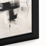 Close-up of an abstract minimalist framed canvas wall art design showcasing soft pastel colors and geometric shapes, ideal for modern home decor. The artwork enhances stylish interiors with its contemporary aesthetic and subtle elegance.