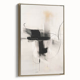 Framed canvas wall art featuring an abstract minimalist design in gold tones, showcasing a sleek side view against a neutral background, ideal for modern decor.