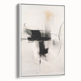 Framed minimalist wall art featuring an abstract design in muted tones, displayed from a side view to highlight its depth and texture, ideal for modern decor.