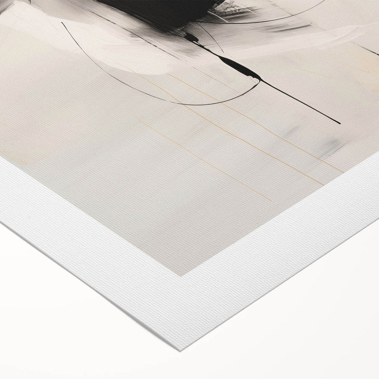 Abstract minimalist wall art design showcasing soft pastel colors with geometric shapes and lines, rolled and packaged in a protective cardboard tube for shipping.