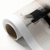 Abstract minimalist wall art design showcasing soft pastel colors and geometric shapes on rolled canvas, ideal for modern home decor, packaged securely for delivery.