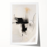 Abstract minimalist wall art print showcasing a blend of soft blue and beige tones with geometric shapes, elegantly rolled for easy display and shipping.