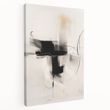 Stretched canvas showcasing a modern abstract minimalist design in soft pastel colors, viewed from the side, perfect for contemporary home decor. Ideal for art enthusiasts seeking a stylish and elegant touch to their living spaces.