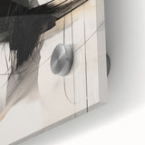 Close-up of an abstract minimalist wall art piece showcasing vibrant colors and geometric shapes, printed on acrylic glass for a modern aesthetic. Ideal for contemporary interior decor.