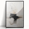 Framed abstract minimalist wall art in black acrylic, showcasing geometric shapes and a modern design, perfect for contemporary home decor.