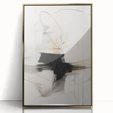 Framed abstract minimalist wall art featuring a gold-acrylic design, showcasing elegant lines and shapes against a crisp white background, ideal for modern home décor.