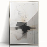 Framed abstract minimalist wall art piece featuring a sleek silver frame and vibrant colors, ideal for modern home decor. Perfect for adding a contemporary touch to any living space.