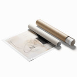 Abstract minimalist wall art print featuring soft pastel colors and geometric shapes, rolled for easy shipping and display, ideal for modern home decor.