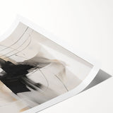 Abstract minimalist wall art print showcasing a blend of soft beige and bold navy blue colors, rolled and ready for display, emphasizing modern decor aesthetics.