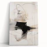 Elegant abstract minimalist wall art design in soft earth tones, featuring a stretched canvas leaning against a wall, perfect for modern home decor.