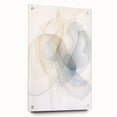 Acrylic glass wall art featuring an abstract minimalist design with a side view showcasing sleek lines and a modern aesthetic, secured with pins, perfect for contemporary decor.