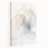 Abstract minimalist wall art featuring a sleek design in muted tones, displayed in a side view to showcase its stretched canvas format, perfect for modern decor.