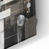 Close-up of an abstract modern wall art piece, showcasing vibrant colors and fluid shapes on acrylic glass, ideal for contemporary decor.