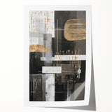 Abstract modern wall art print showcasing vibrant colors and geometric shapes, presented in a rolled format for easy framing and display.