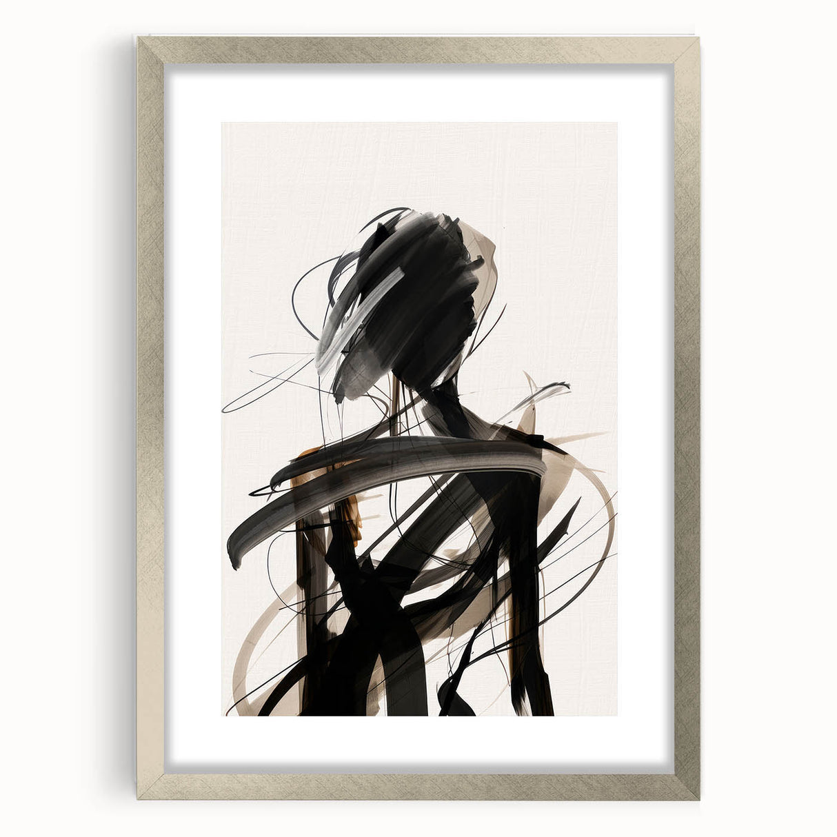 Modern abstract wall art collection framed in sleek silver, showcasing vibrant geometric patterns and a stylish mat for enhanced presentation.