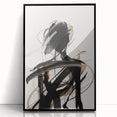 Framed abstract modern wall art collection featuring vibrant geometric shapes in bold colors, set against a sleek black frame for contemporary decor.