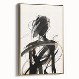 Framed abstract modern wall art showcasing a geometric design in gold tones, perfect for enhancing contemporary home decor.