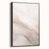 Framed abstract modern wall art showcasing a black and white design, displayed at an angle to highlight its sleek edges, perfect for contemporary decor.