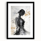 Framed abstract modern wall art in a sleek black frame, featuring vibrant colors and geometric shapes, perfect for contemporary decor.