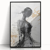 Framed abstract modern wall art design showcasing vibrant colors and geometric patterns, presented in a sleek black frame for contemporary decor.