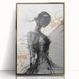 Framed abstract modern wall art collection showcasing a gold-accented design with vibrant colors and sleek acrylic finish, ideal for contemporary decor.