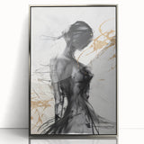 Framed abstract modern wall art design showcasing silver and white hues, featuring a sleek acrylic finish that enhances contemporary decor.