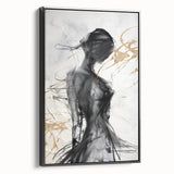 Framed abstract modern wall art design showcasing a vibrant color palette with geometric shapes and a sleek black frame, ideal for contemporary decor.