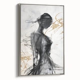 Framed modern abstract wall art showcasing a silver side view design with vibrant colors, perfect for contemporary home decor.