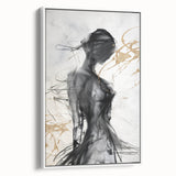 Framed abstract modern wall art collection showcasing vibrant colors and geometric shapes, elegantly displayed with a white frame from a side view.