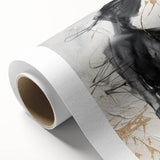 Abstract modern wall art design on rolled canvas, showcasing vibrant colors and dynamic shapes, perfect for contemporary home decor.